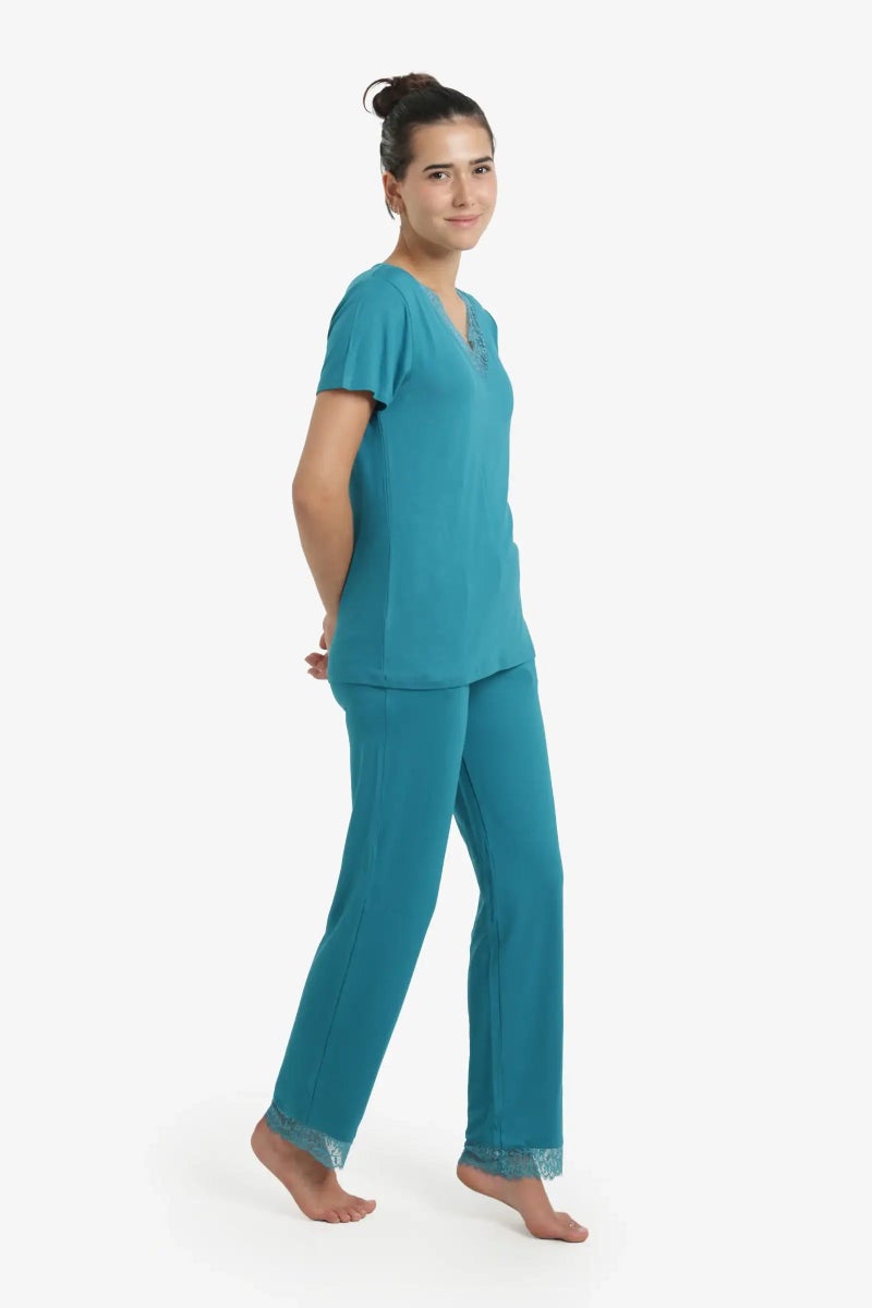 Carina Pyjama Set with Lace Edges - Image 2